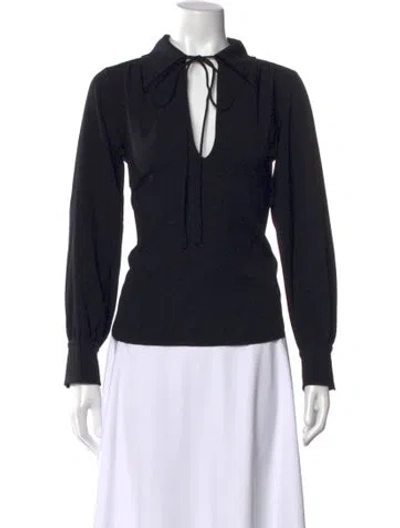 Pre-owned See By Chloé Tie Neck Long Sleeve Top In Black