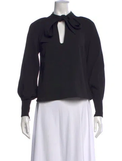 Pre-owned See By Chloé Tie Neck Long Sleeve Top In Black
