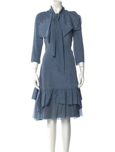 Pre-owned See By Chloé Tie Neck Midi Length Dress In Blue