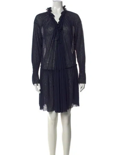 Pre-owned See By Chloé Tie Neck Mini Dress In Blue