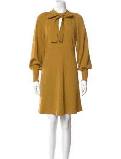 Pre-owned See By Chloé Tie Neck Mini Dress In Yellow