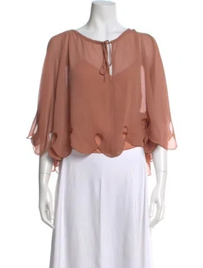 Pre-owned See By Chloé Tie Neck Short Sleeve Blouse W/ Tags In Orange