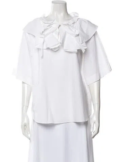 Pre-owned See By Chloé Tie Neck Short Sleeve Blouse In White