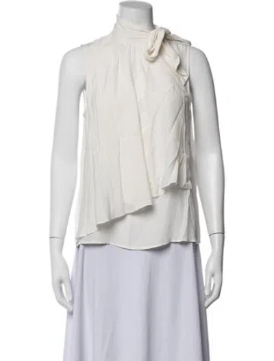 Pre-owned See By Chloé Tie Neck Sleeveless Blouse W/ Tags In Neutrals