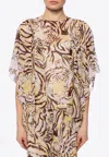 See By Chloé Tiger Print Flouncy Blouse In Multicolor