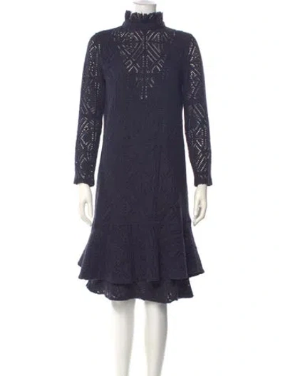 Pre-owned See By Chloé Turtleneck Mini Dress In Blue