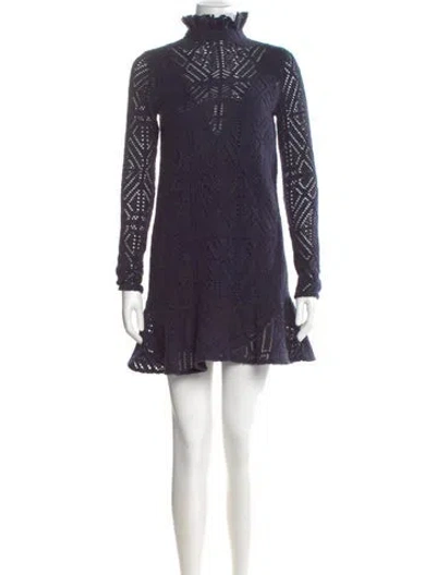 Pre-owned See By Chloé Turtleneck Mini Dress In Blue