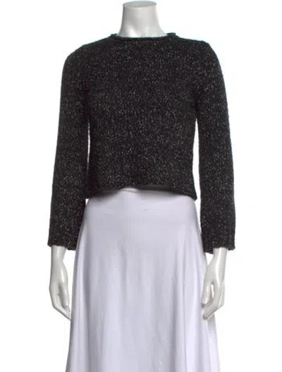 Pre-owned See By Chloé Tweed Pattern Crew Neck Sweater In Black