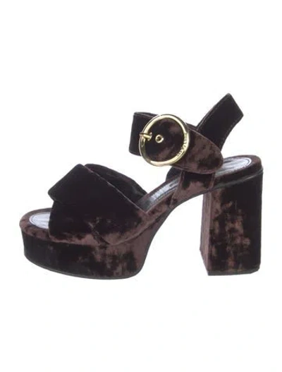 Pre-owned See By Chloé Velvet Slingback Sandals In Multi