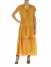 See By Chloé Flounced Dress In Bright Gold Color In Amarillo