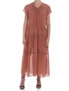 See By Chloé Blushy Brown Colored Semi-transparent Dress In Beige