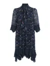 See By Chloé Russian Folk Print Flounced Dress In Azul