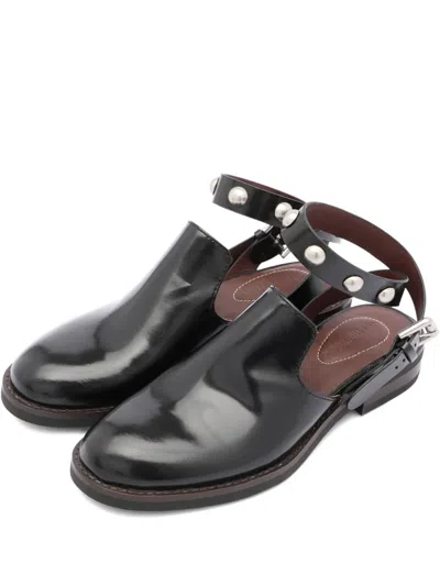 Pre-owned See By Chloé Vintage Leather Studded Mules In Black