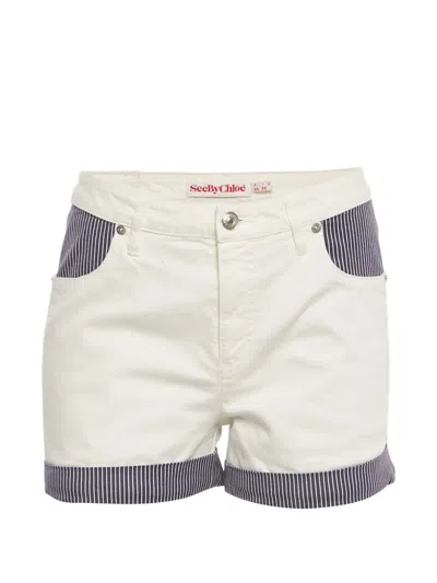 Pre-owned See By Chloé Vintage Contrast-panel Shorts In Neutral