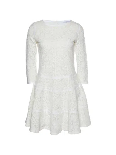 Pre-owned See By Chloé Vintage Crochet-lace Flared Fit Mini Dress In White