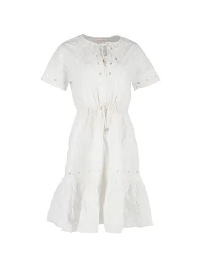 Pre-owned See By Chloé Vintage Embroidered Midi Dress In White