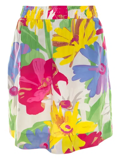 Pre-owned See By Chloé Vintage Floral-print Skirt In White