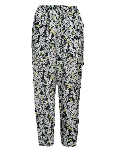 Pre-owned See By Chloé Vintage Floral-print Trousers In Black