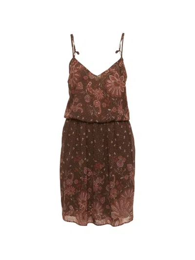 Pre-owned See By Chloé Vintage Paisley-print Chiffon Mini Dress In Brown