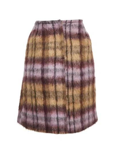 Pre-owned See By Chloé Vintage Plaid-pattern Mini Skirt In Neutral