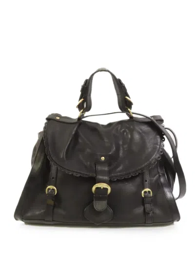 Pre-owned See By Chloé Vintage Poya Scalloped-trim Tote Bag In Black