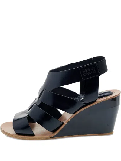 Pre-owned See By Chloé Vintage  80mm Patent-finish Wedge Sandals