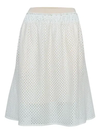 Pre-owned See By Chloé Vintage  Eyelet Cotton Skirt In White
