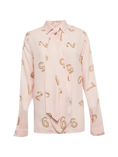 Pre-owned See By Chloé Vintage Printed Neck-tie Blouse In Pink