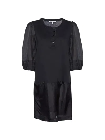 Pre-owned See By Chloé Vintage Ruffle-trim Shift Mini Dress In Black