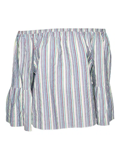 Pre-owned See By Chloé Vintage Striped Off-the-shoulder Blouse