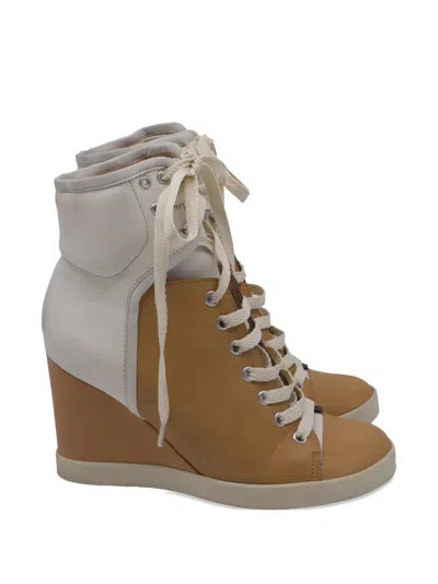Pre-owned See By Chloé Vintage Wedge-heel High-top Sneakers In Brown