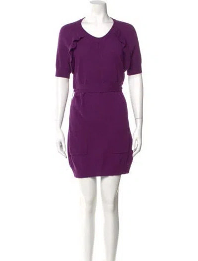 Pre-owned See By Chloé Virgin Wool Mini Dress In Purple