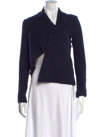 Pre-owned See By Chloé Virgin Wool Open Front Sweater In Blue
