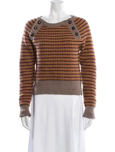 Pre-owned See By Chloé Virgin Wool Striped Sweater In Neutral