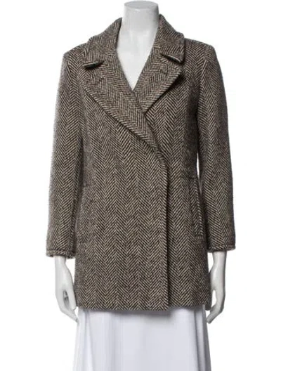 Pre-owned See By Chloé Virgin Wool Tweed Pattern Peacoat In Multi