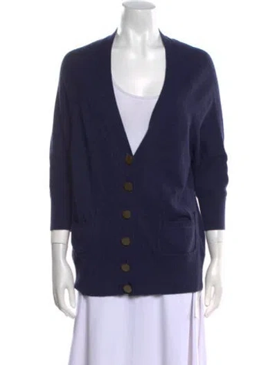 Pre-owned See By Chloé Virgin Wool V-neck Sweater In Blue