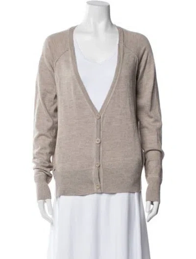 Pre-owned See By Chloé Virgin Wool V-neck Sweater In Neutral