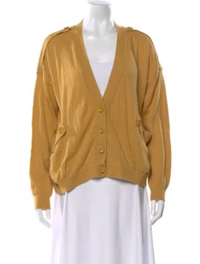 Pre-owned See By Chloé Virgin Wool V-neck Sweater In Yellow