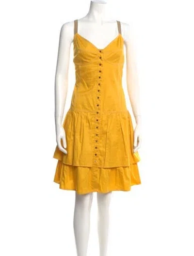 Pre-owned See By Chloé V-neck Knee-length Dress In Yellow
