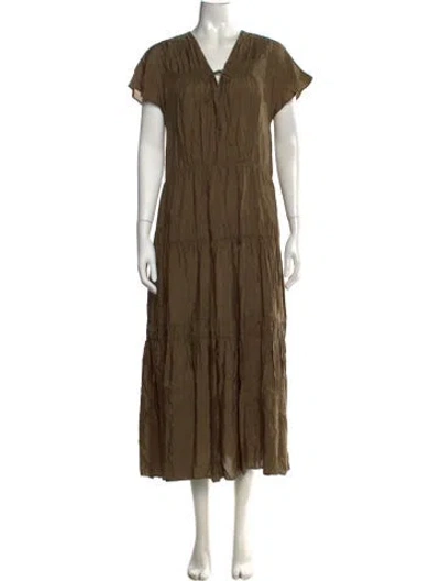 Pre-owned See By Chloé V-neck Long Dress In Green