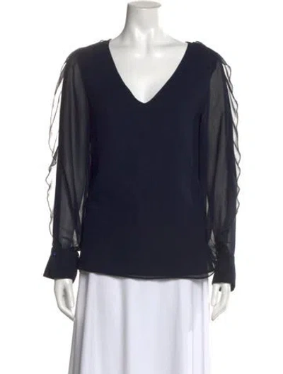 Pre-owned See By Chloé V-neck Long Sleeve Blouse In Black