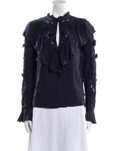 Pre-owned See By Chloé V-neck Long Sleeve Blouse In Blue