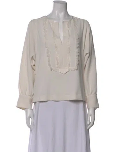 Pre-owned See By Chloé V-neck Long Sleeve Blouse In Neutral