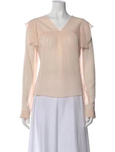 Pre-owned See By Chloé V-neck Long Sleeve Blouse W/ Tags In Neutral