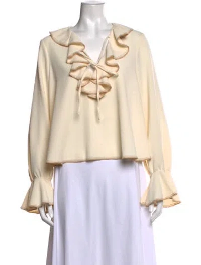 Pre-owned See By Chloé V-neck Long Sleeve Blouse W/ Tags In Neutral