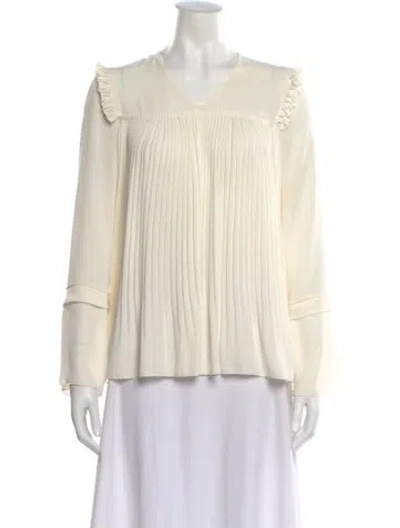 Pre-owned See By Chloé V-neck Long Sleeve Blouse In White