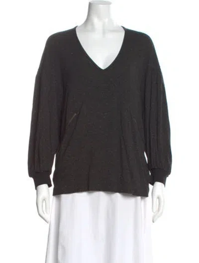 Pre-owned See By Chloé V-neck Long Sleeve Top In Gray