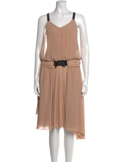Pre-owned See By Chloé V-neck Midi Length Dress In Neutral