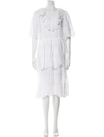 Pre-owned See By Chloé V-neck Midi Length Dress In White