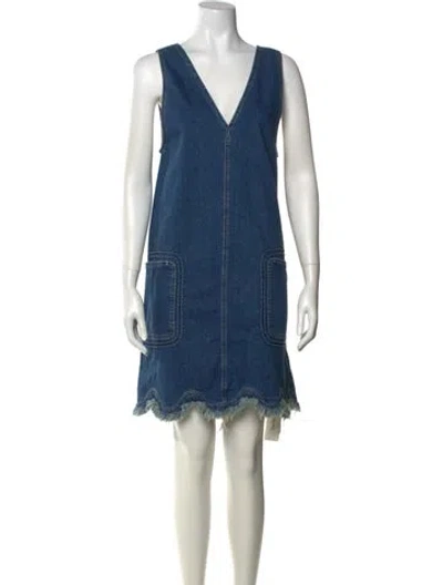 Pre-owned See By Chloé V-neck Mini Dress In Blue